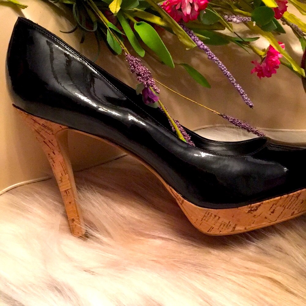 Jessica Simpson Black Heel with cork heel 11B EUC
